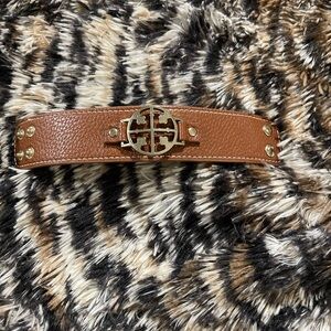 Brown Leather Belt with Gold Buckle